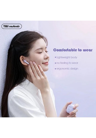 Kablosuz Kulaklık Mor Bluetooth 5.3 Gürültü Önleyici Mavi Diş Kulak Tomurcukları İphone Uyumlu  Android İçin Şarj Kutusu İle Tws Kablosuz Kulaklık