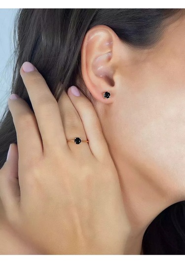 Lair Doğal Siyah Spinel İle Gümüş Halka 271285402 Siyah