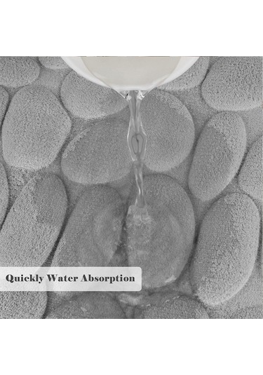 Novahub Hafızalı Köpük Banyo Paspası, Süper Su Emici, Makinede Yıkanabilir, Kaymaz Halı, Yumuşak Taş Kabartmalı, Kalın Duş Zemin Banyo Paspası Gri Gri