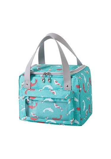 Cbtx Yalıtımlı Öğle Yemeği Çantası Polyester Açık Piknik Kamp Yiyecek Saklama Çantası Çanta - Yeşil+balık Yeşil