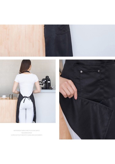 Ön Cepli, Ayarlanabilir, Su Geçirmez Mutfak Önlüğü, Erkek Kadın Şef Barbekü Çizimi Siyah Diğer