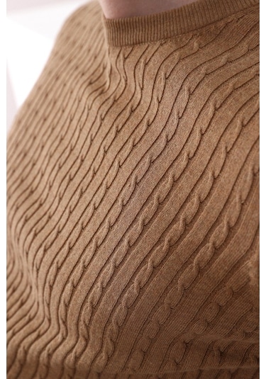 Ferraro Camel Bisiklet Yaka Erkek Pamuk Triko T-Shirt-Kahverengi (417934597) Kahverengi