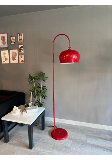 Kırmızı Lambader Hareketli Başlık Modern Dekoratif Metal Oturma Odası Çalışma Odası Zemin Lambası 6940 Kırmızı