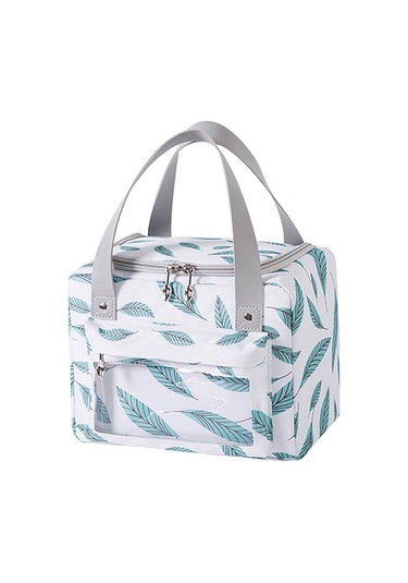 Cbtx Yalıtımlı Öğle Yemeği Çantası Polyester Açık Piknik Kamp Yiyecek Saklama Çantası Çanta - Beyaz + Yaprak Beyaz