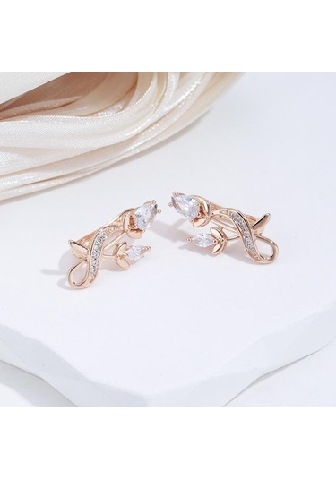 Altın&beyaz Zarif Gül Çiçek Damla Küpe Kadınlar Için Altın Renk Gelin Düğün Güzel Takı Lüks Küpe Hediyeler