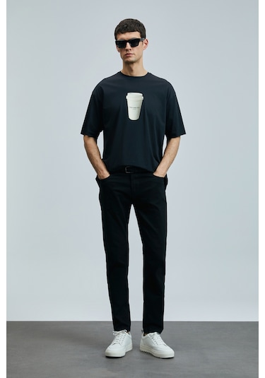 Lufian Omen Modern Grafik T- Shirt Siyah Siyah 111020252100100 SIYAH