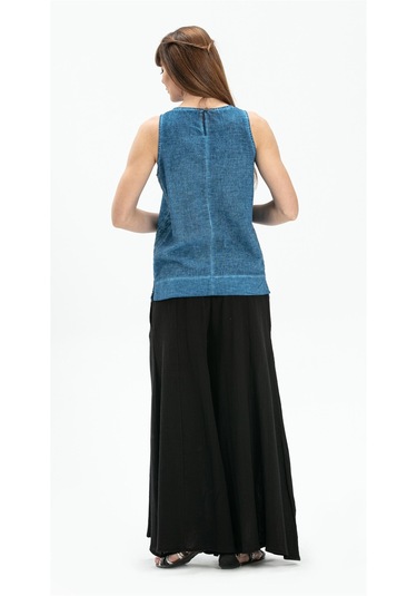 Kolsuz Poplin Zeyno Bluz İndigo indg