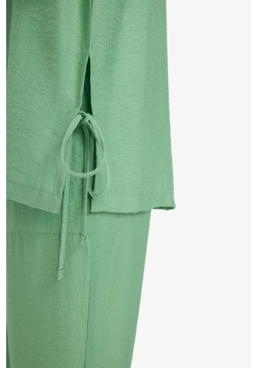 Defacto Relax Fit Krinkıl Kumaş Uzun Kollu Kimono Tunik E1109ax25smgn769 Yeşil