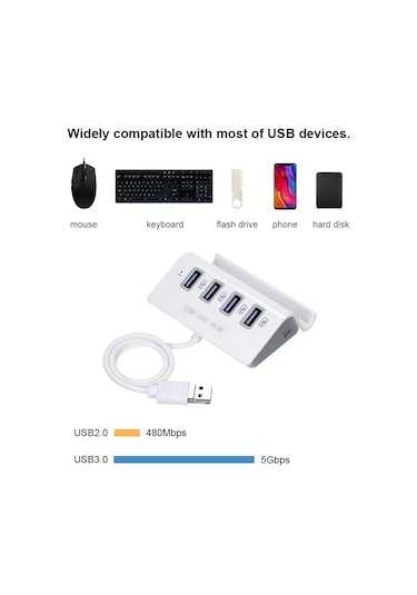 Teltree Type-c 4 Port Usb 3.0 Hub: 5gbps Hızlı Veri Transferi, Otg Desteği, Kart Okuyucu İle Dörtlü Usb Çevirici