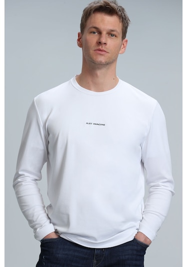 Lufian Moss Erkek Uzun Kol Tişört Kırık Beyaz 112020040100510 Ekru