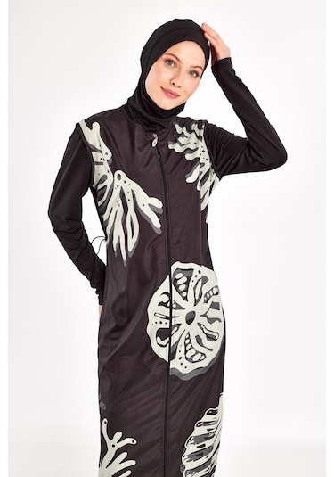 Uzun Tam Boy Tam Kapalı Tesettür Mayo Here 1308 Siyah Siyah01 Siyah