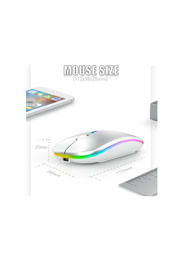 Kablosuz Bluetooth 2.4 GHz USB Şarj Edilebilir RGB Optik Mouse