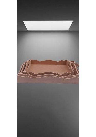 Hobi Dekoratif Tepsi Seti Üçlü Model Ham Ahşap Mdf El Yapımı