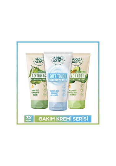 Arko Nem Bakım Serisi Zeytinyağlı,soft Touch,avokado Krem 3x60 Ml