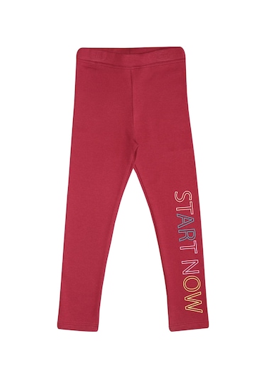 Lovetti Bordo Kız Çocuk Start Now Baskılı Şardonlu Tayt 9363b014 Bordo