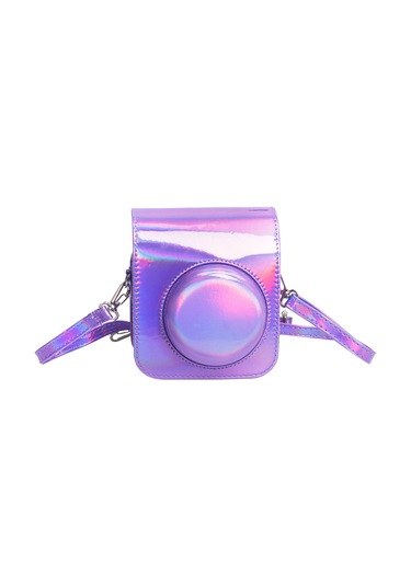 Instax Mini 12 Makine Uyumlu Lila Parlak Deri Kılıf