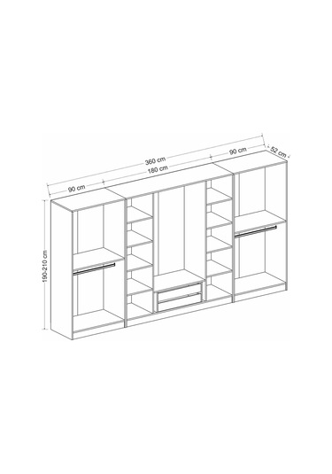 Minar Kale 8 Mebran Panjur Kapaklı 2 Çekmeceli Dolap Beyaz/beyaz 190cm Beyaz
