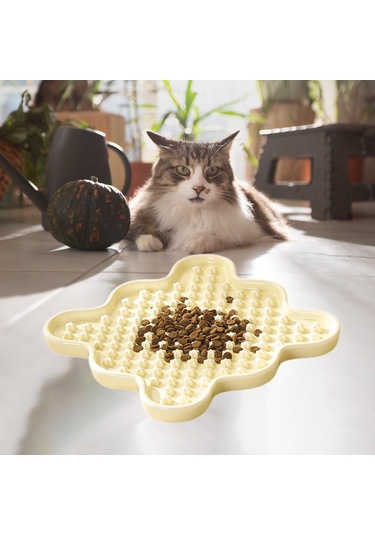 Suntek Köpek Yavaş Besleme Kabı Taşınabilir Evcil Beyaz