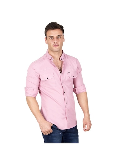 Deepsea Erkek Pembe Çıtçıtlı Kot Gömlek 2300419 Pembe