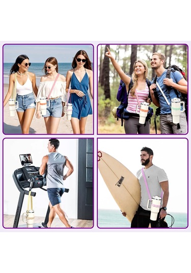 Aubyhe Stanley Bardak İçin Ayarlanabilir Silikon Askılı Kordon - Krem Rengi, Taşıma Kolaylığı Sağlar Haki