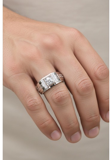 0,36 Ct Pırlantalı Platin Erkek Yüzük