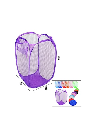 Easy Open Hamper Renkli Oyuncak Sepeti Filesi 40x40x70cm 4881 Çok Renkli