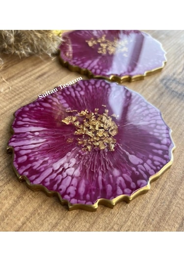 Tekli Epoksi Bardak Altlığı - 115 Mor