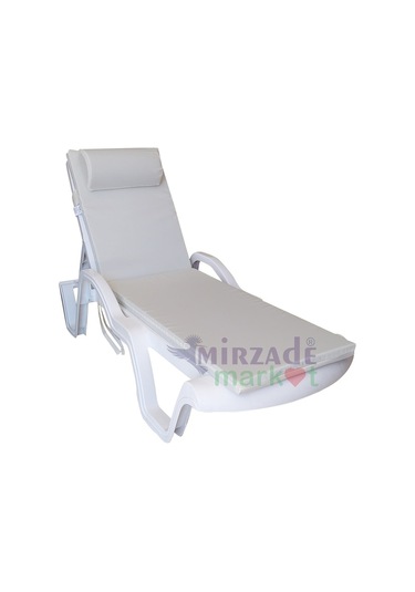 Mirzademarket Şezlong Minderi Lüks Su Geçirmez Kumaş Fermuarlı-Krem