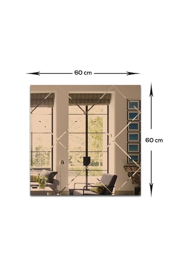 Ayna | Bronz Ayna | Baklava Kanallı Kare Ayna | 60Cm X 60Cm Bronz
