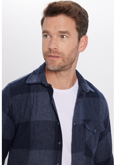 Slim Fit Uzun Kollu Kışlık Oduncu Ekoseli Unisex Gömlek-26364 Çok Renkli