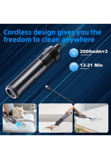 Araç İçi Küçük Yüksek Emişli Elektrikli Süpürge: Taşınabilir Şişirilebilir Çift İşlevli-sarı Siyah