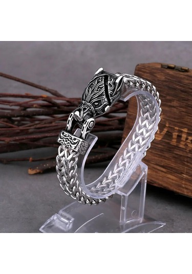 Yüksek Kaliteli İskandinav Viking Asla Solmaz Paslanmaz Çelik Baskın Yılan Kafa Bilezik Erkekler Takı Hediye Moda Punk Charm Bilezik Gümüş