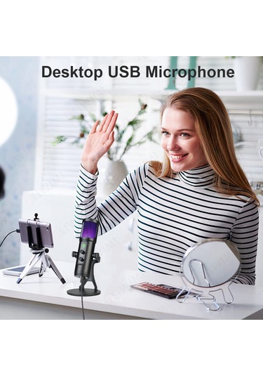 Singree Renkli Rgb Işıklı Usb Mikrofon - Gerçek Zamanlı Kulaklık Çıkışı Ve Mute Tuşu