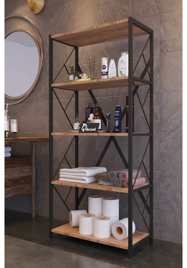 Morpanya Moni Metal Banyo Rafı Ünite 5 Raflı Banyo Düzenleyici Raf Havlu Rafı Havluluk 150 Cm
