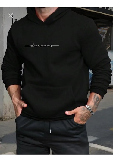 Be Happy Baskılı Kapüşönlü Sweatshirt Yeşil