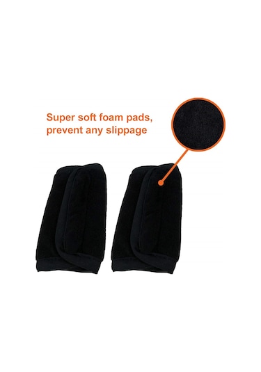 Yaozixa Küçük Boy 12.5x6.5cm Siyah Kumaşlı Yumuşak Kolluk Koruması - Bebek Arabası, Araba Güvenlik Kemeri Koruyucu Örtü 2 Adet