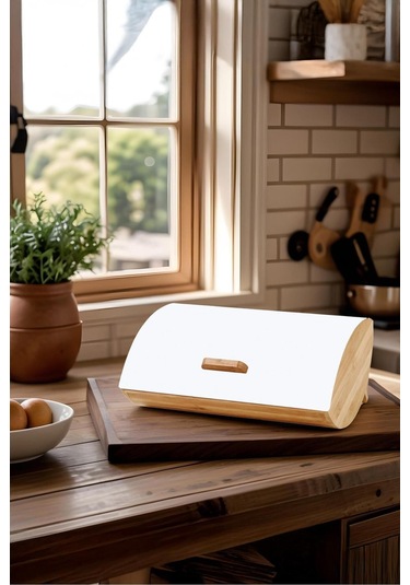 Dino Bambu Ekmek Dolabı Beyaz