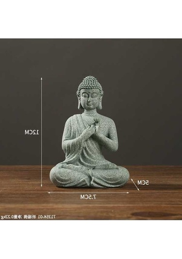 Pazly Zen Buda Heykeli - Yeşil Kumtaşı Dekoratif Çay Hayvanı Ve Ev Süsü Aksesuarı