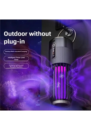 Xuweiwei Gri Usb Ve Güneş Şarjlı Sivrisinek Öldürücü Lamba 3 Zaman Ayarı Ev Kamp Taşınabilir Böcek Kovucu