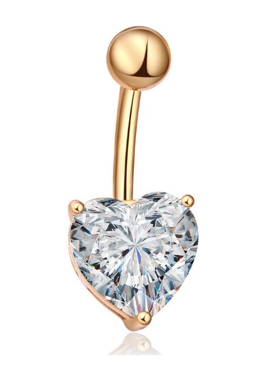 Chavin Kalp Taşlı Gold Göbek Piercing Da47 Altın