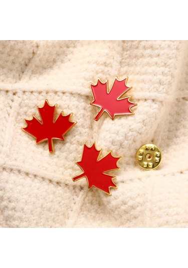 Monyee Kanada Akçaağaç Rozeti, Yüksek Kaliteli Alaşımdan Yapılmış, Zarf Ve Giyim Dekorasyonu İçin Mini Anı Broşu Tek Adet Kırmızı