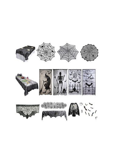 Pazly Örümcek Ağı Şömine Örtüsü: Korkutucu Cadılar Bayramı Dekorasyonu - 46x244 Cm Şömine Eşarbı