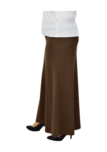 Kadın Kumaş Lastikli Kemer Balık Model Etek Bgl-st04204 Açık Kahverengi