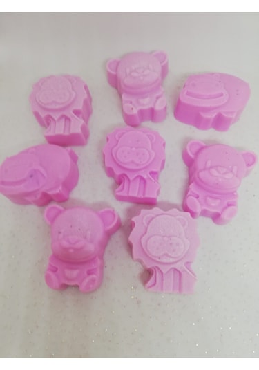 Sabun - Kokulu Süs Sabunu - Hayvan Modelleri - Pembe - 8 Adet-4cm Beyaz sabun