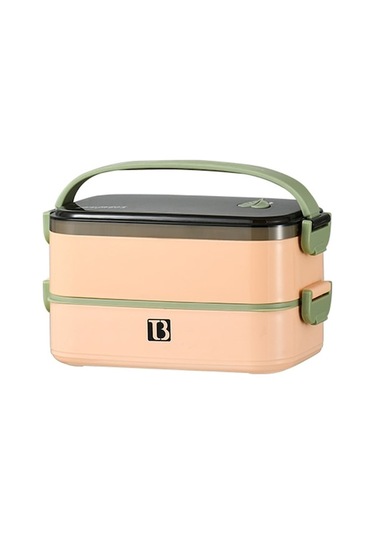 1.4l 304 Çelik Isı Saklama Yemek Kutusu, 3 Bölmeli, Leakproof, Çift Katlı, İşçi Öğrenci, Pembe Pembe Pembe