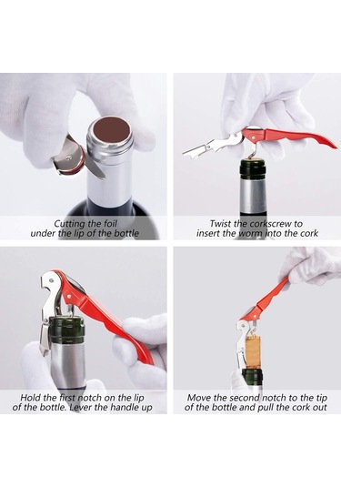 Xınqıus 3'lü Paket Tirbuşon Ağır Hizmet Açacağı Seti, Sıvı Kesici Ve Şişe Açacağı Anahtarı Garsonlar İçin, Ev Kırmızı Çok Renkli