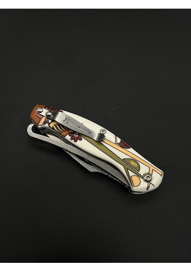 Klipsli Çift Ağız Mergen Model Çakı Beyaz - Kahverengi