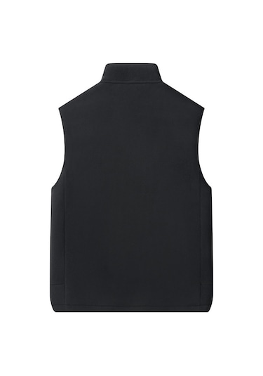 Kuzu Yünü Yelek Sıcak Dik Yaka Artı Polar Yelek Ceket Siyah