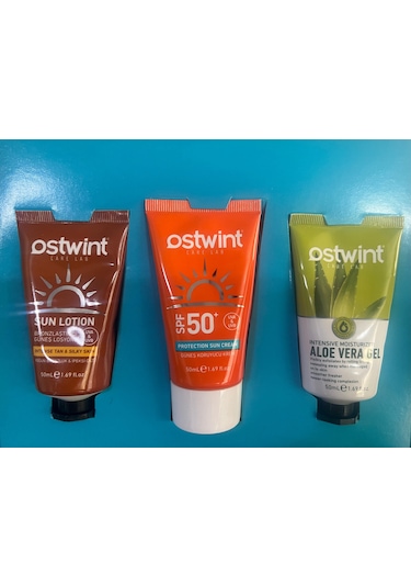 Ostwint Bronzlaştırıcı Güneş Losyonu 50 ML + Güneş Koruyucu Krem 50 ML + Aloe Vera Gel 50 ML