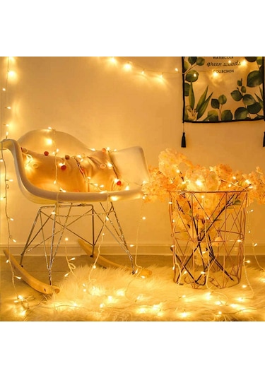 10 Metre 100 Ledli Fişli Led Işık, Günışığı Dekor Lambası, Sari